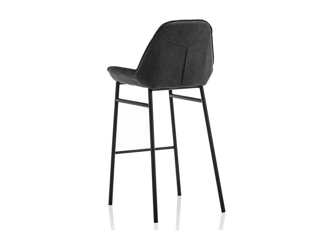 Tabouret de bar tissu gris foncé et pieds métal noir Omery - Lot de 2