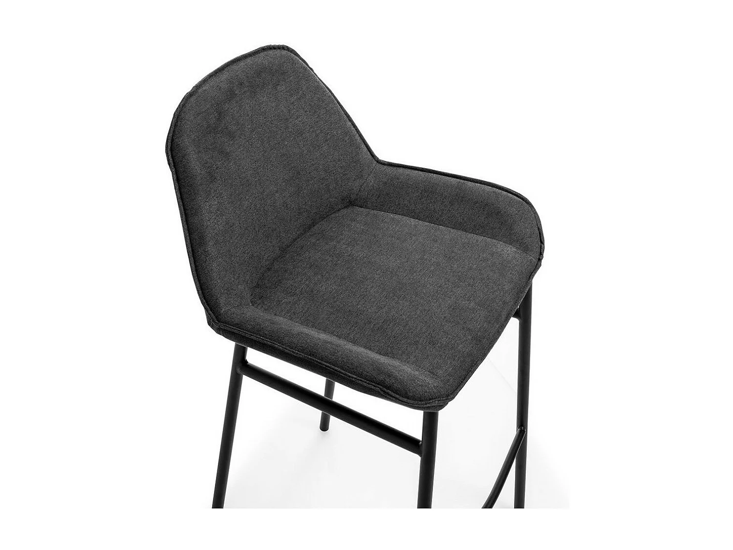 Tabouret de bar tissu gris foncé et pieds métal noir Omery - Lot de 2