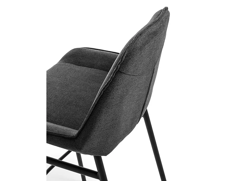 Tabouret de bar tissu gris foncé et pieds métal noir Omery - Lot de 2