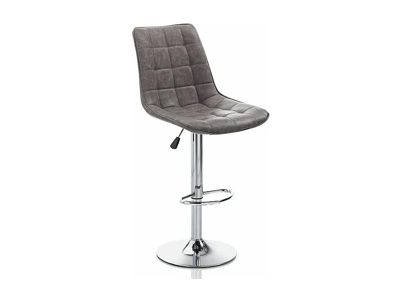 Tabouret de bar simili cuir marron et pieds métal chromé Pola - Lot de 2