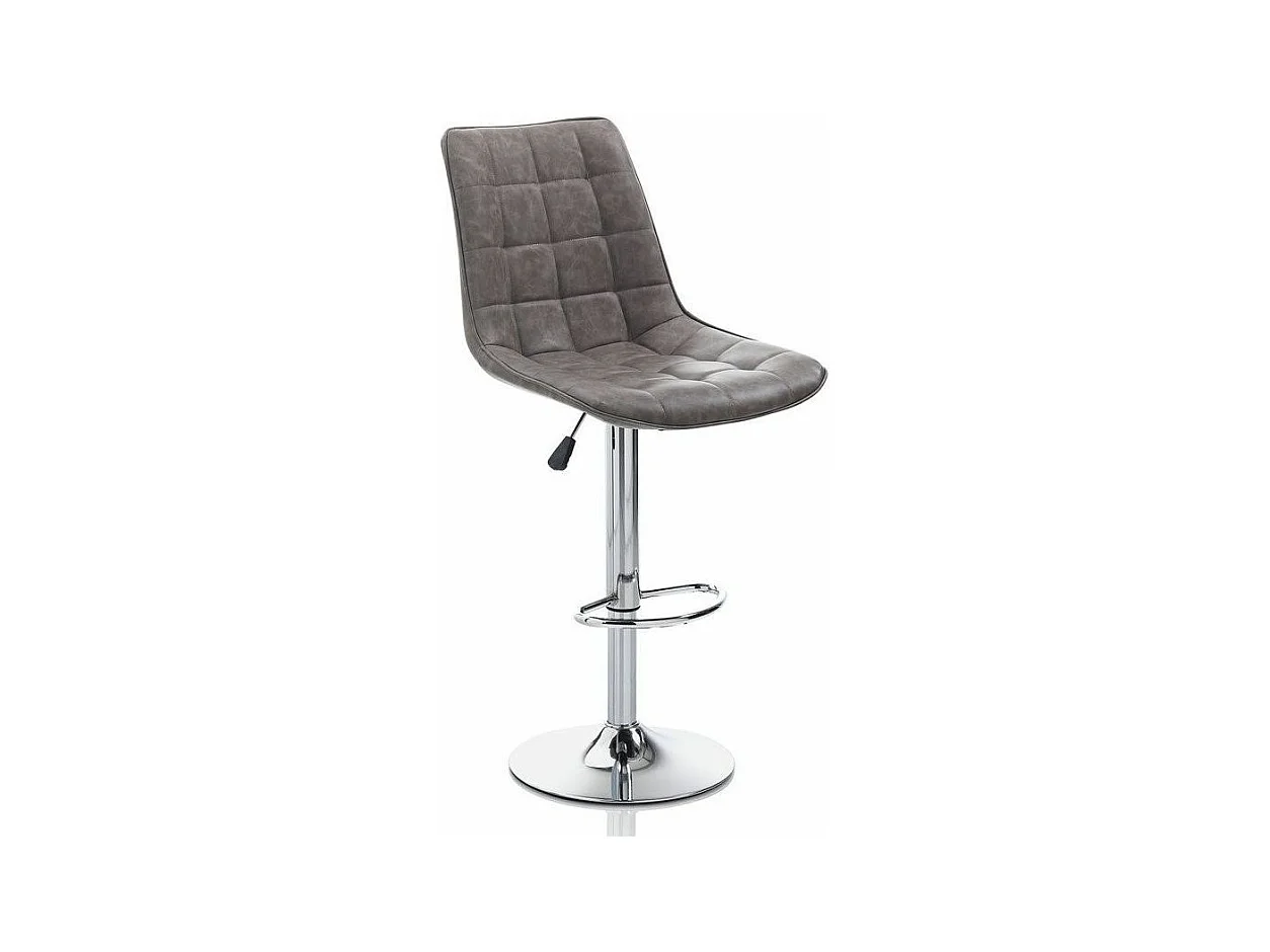 Tabouret de bar simili cuir marron et pieds métal chromé Pola - Lot de 2