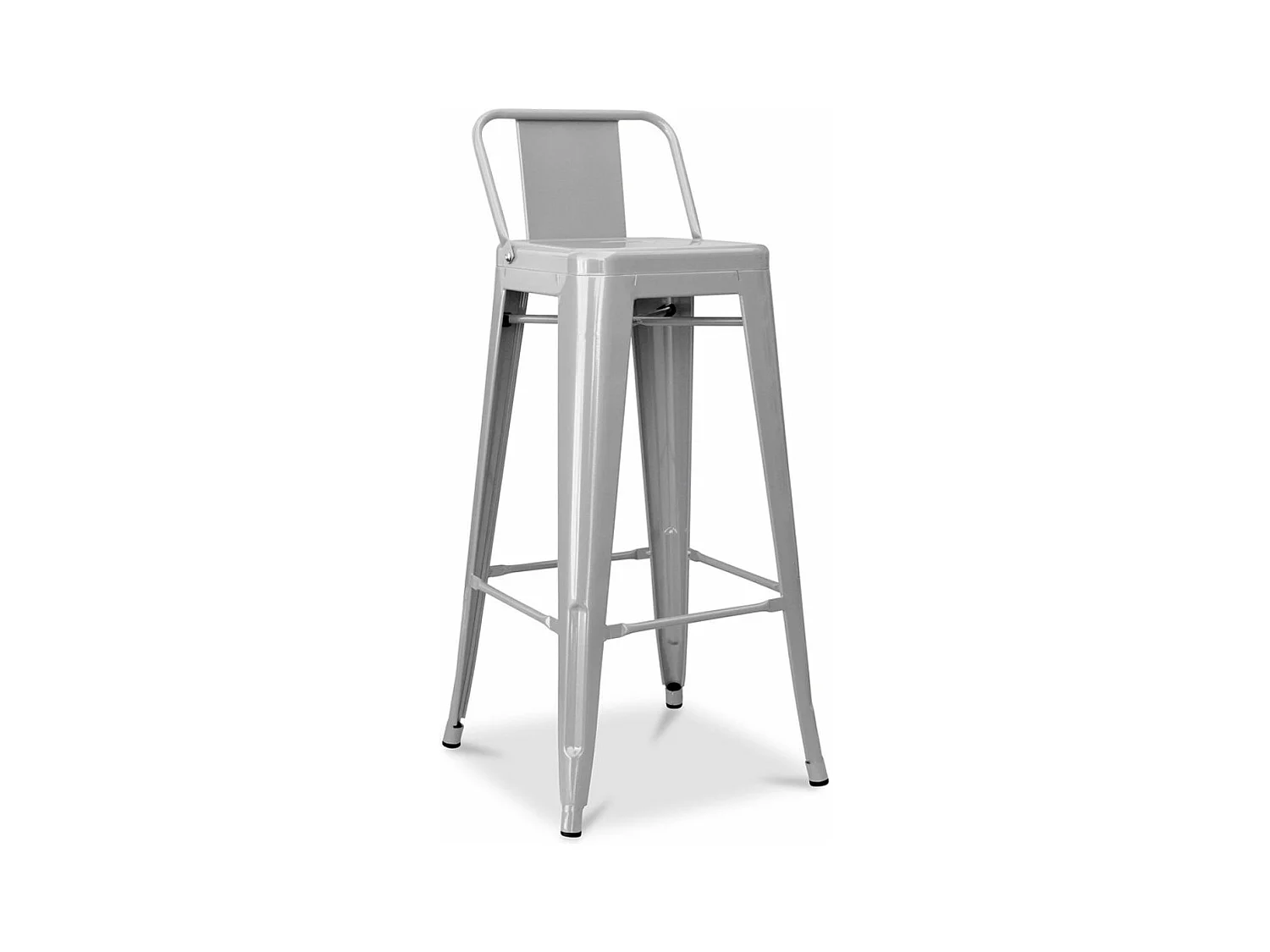Kalax industriële hoge kruk met glanzende stalen rugleuning 76 cm - Top uit het assortiment-Kleur Lichtgrijs