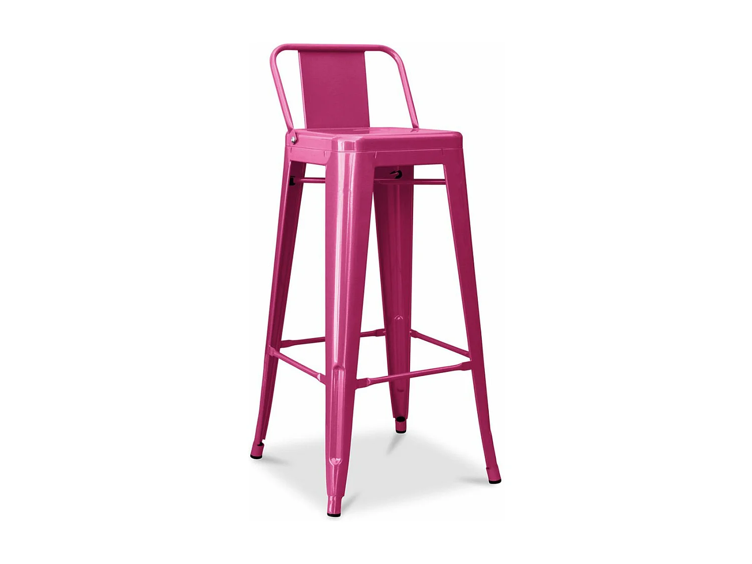 Kalax industriële hoge kruk met glanzende stalen rugleuning 76 cm - Top uit het assortiment-Kleur Fuchsia