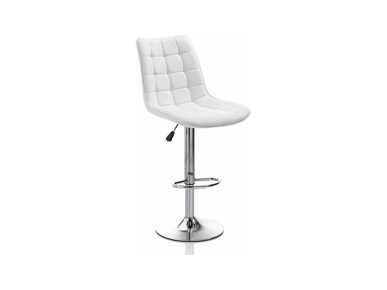 Tabouret de bar simili cuir blanc et pieds métal chromé Pola - Lot de 2