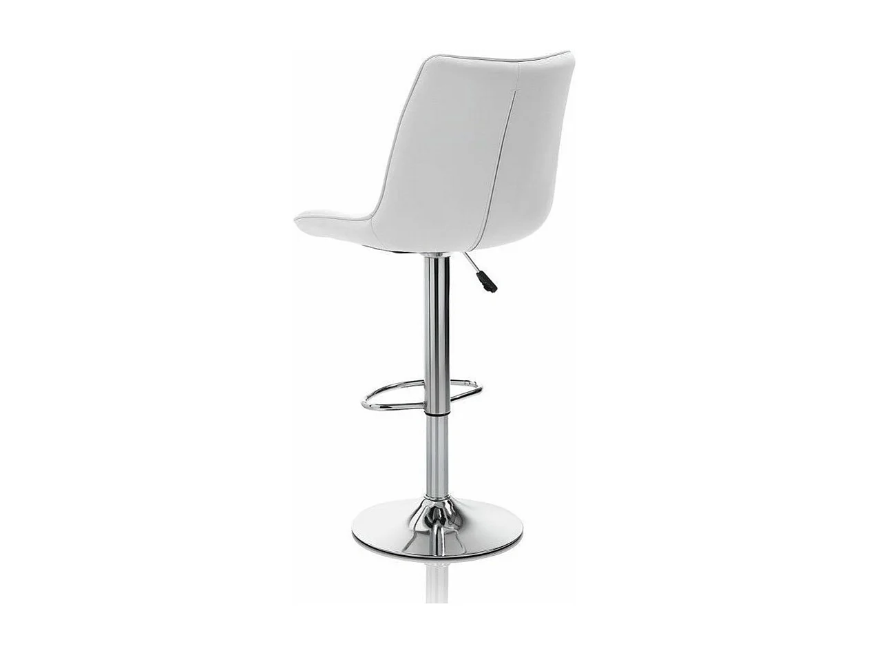 Tabouret de bar simili cuir blanc et pieds métal chromé Pola - Lot de 2