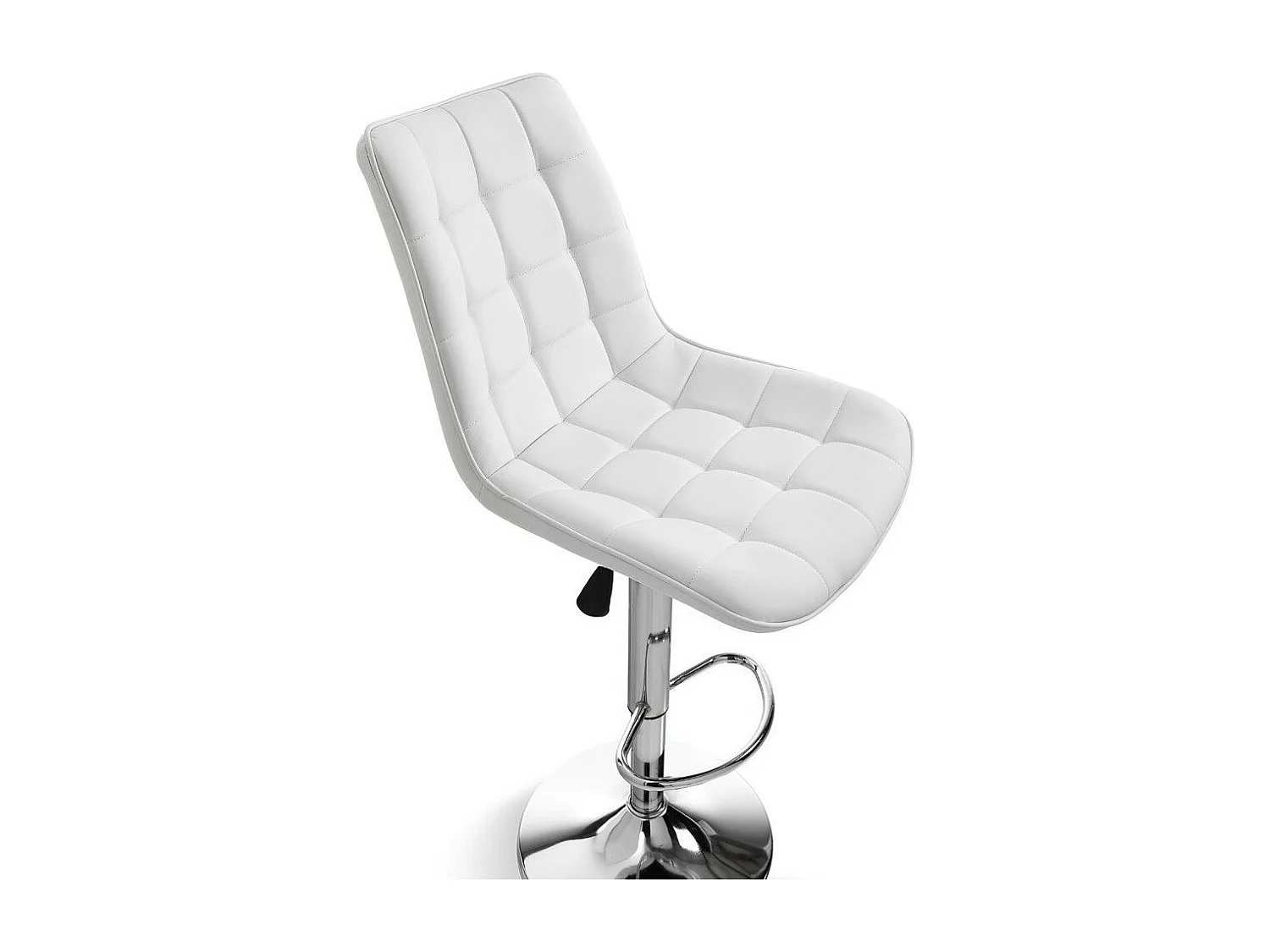 Tabouret de bar simili cuir blanc et pieds métal chromé Pola - Lot de 2