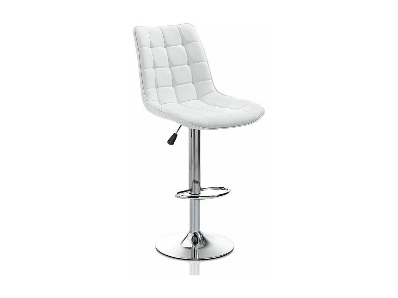 Tabouret de bar simili cuir blanc et pieds métal chromé Pola - Lot de 2