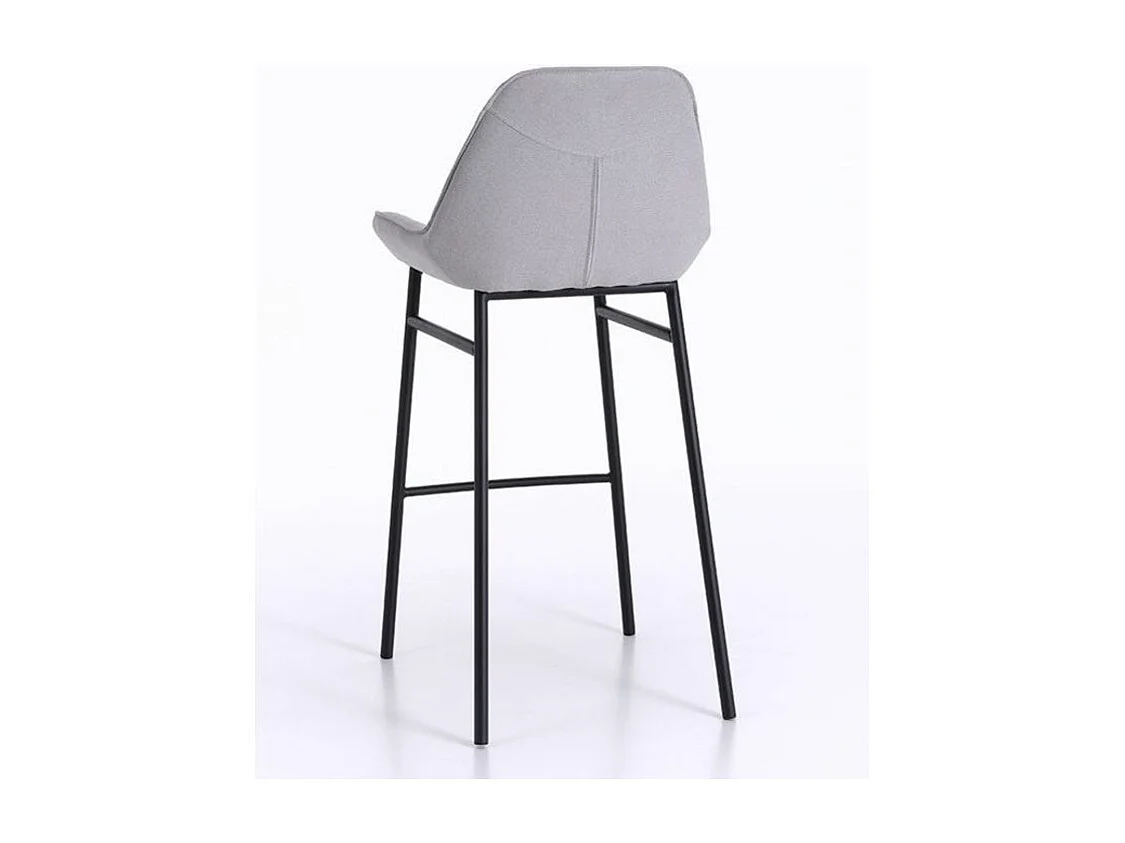 Tabouret de bar tissu gris clair et pieds métal noir Omery - Lot de 2
