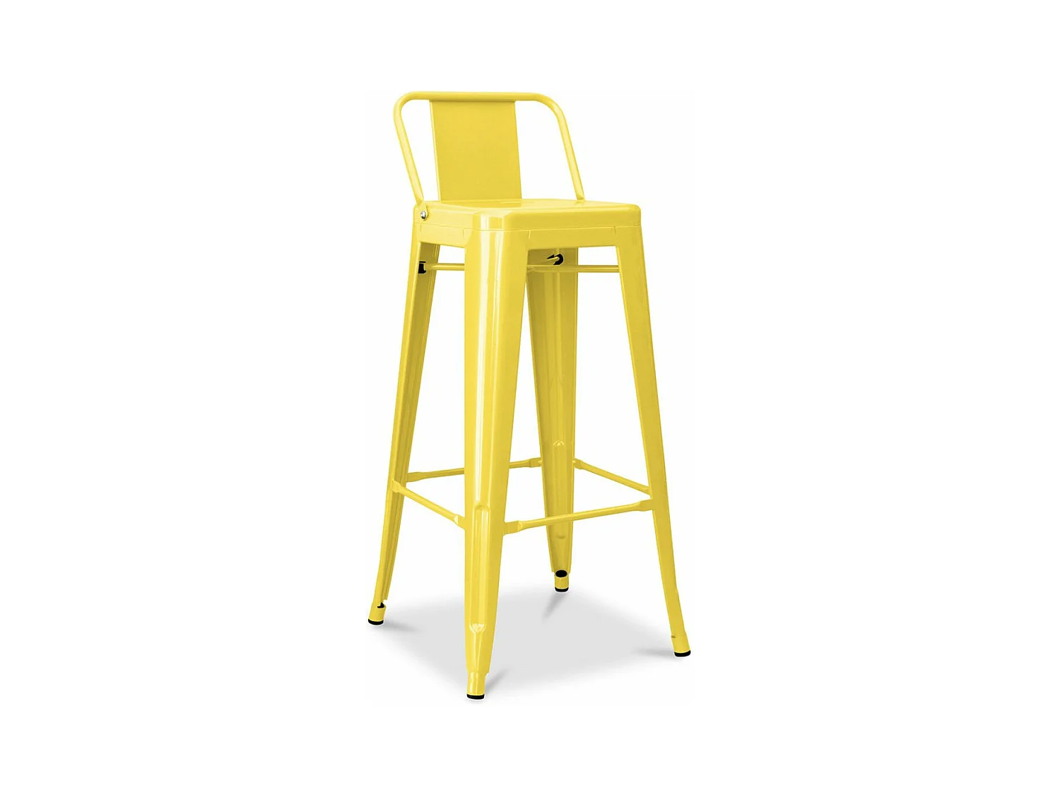 Tabouret haut industriel avec dossier acier brillant Kalax 76cm --Couleur Jaune