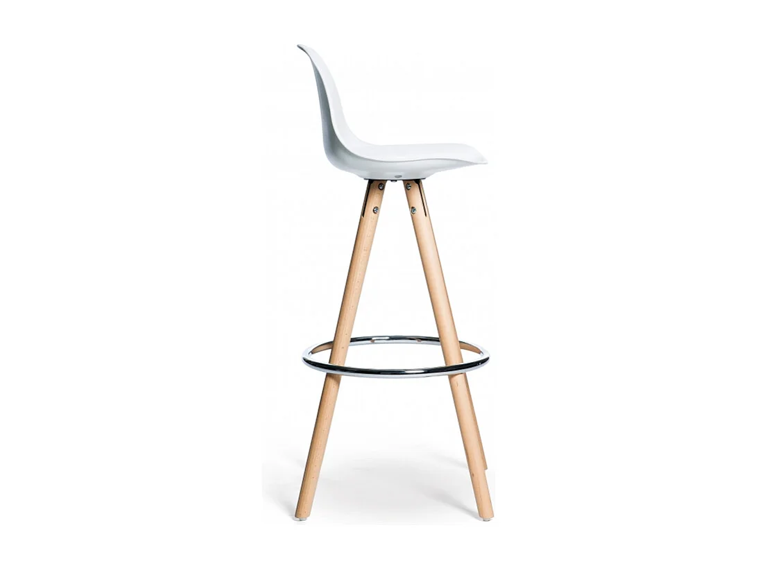 Tabouret scandinave avec cousin en similicuir blanc Koxy 75cm
