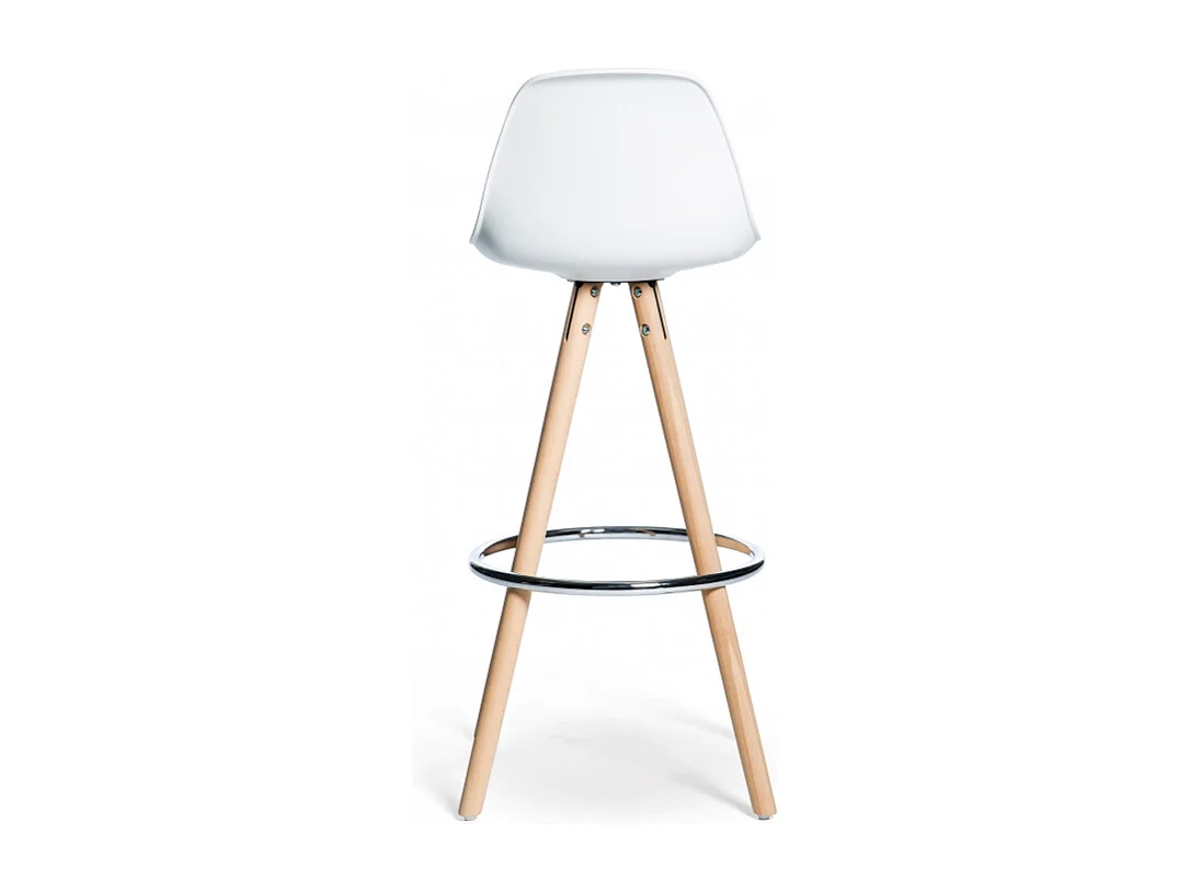 Scandinavische kruk met Koxy wit kunstleer kussen 75 cm