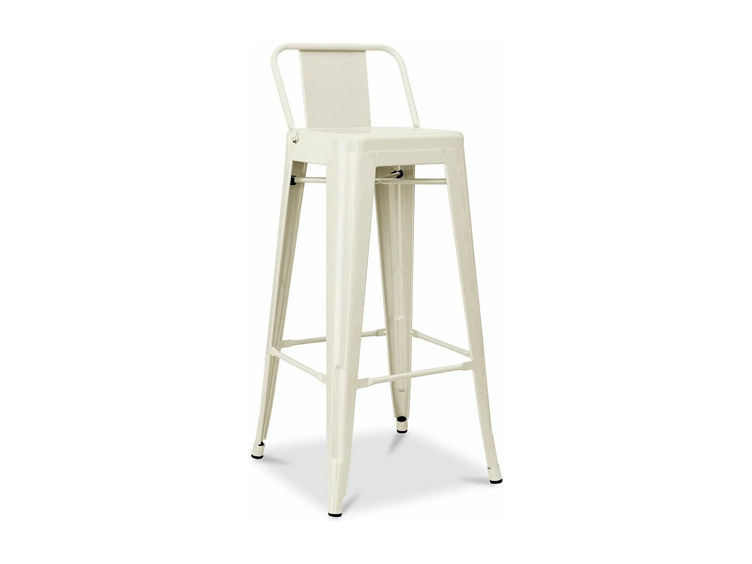 Tabouret haut industriel avec dossier acier brillant Kalax 76cm --Couleur Crème