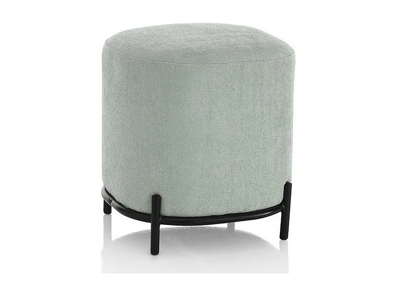 Pouf tissu vert et pieds métal noir Tivany