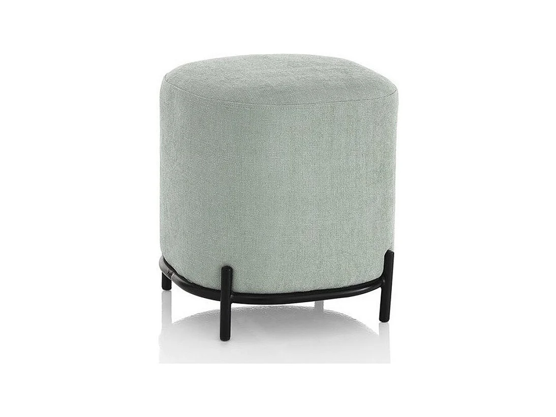 Pouf tissu vert et pieds métal noir Tivany