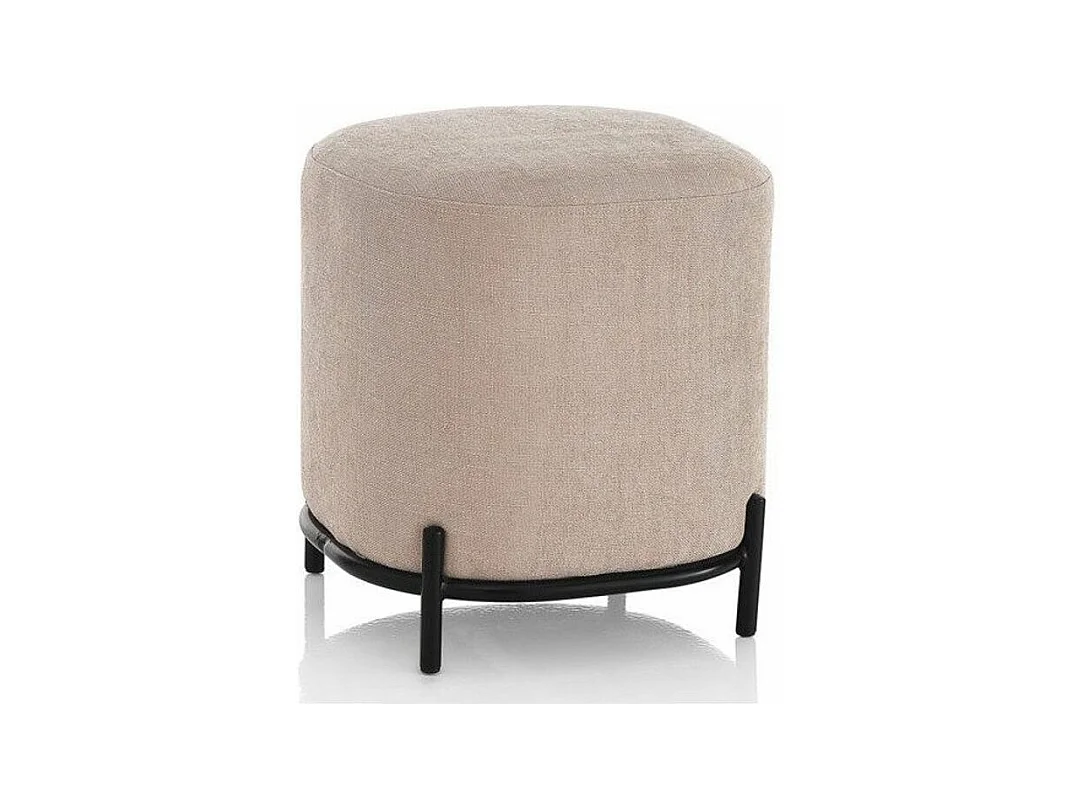 Pouf tissu rose et pieds métal noir Tivany