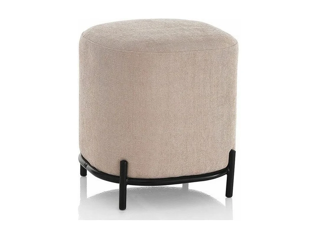 Pouf tissu rose et pieds métal noir Tivany