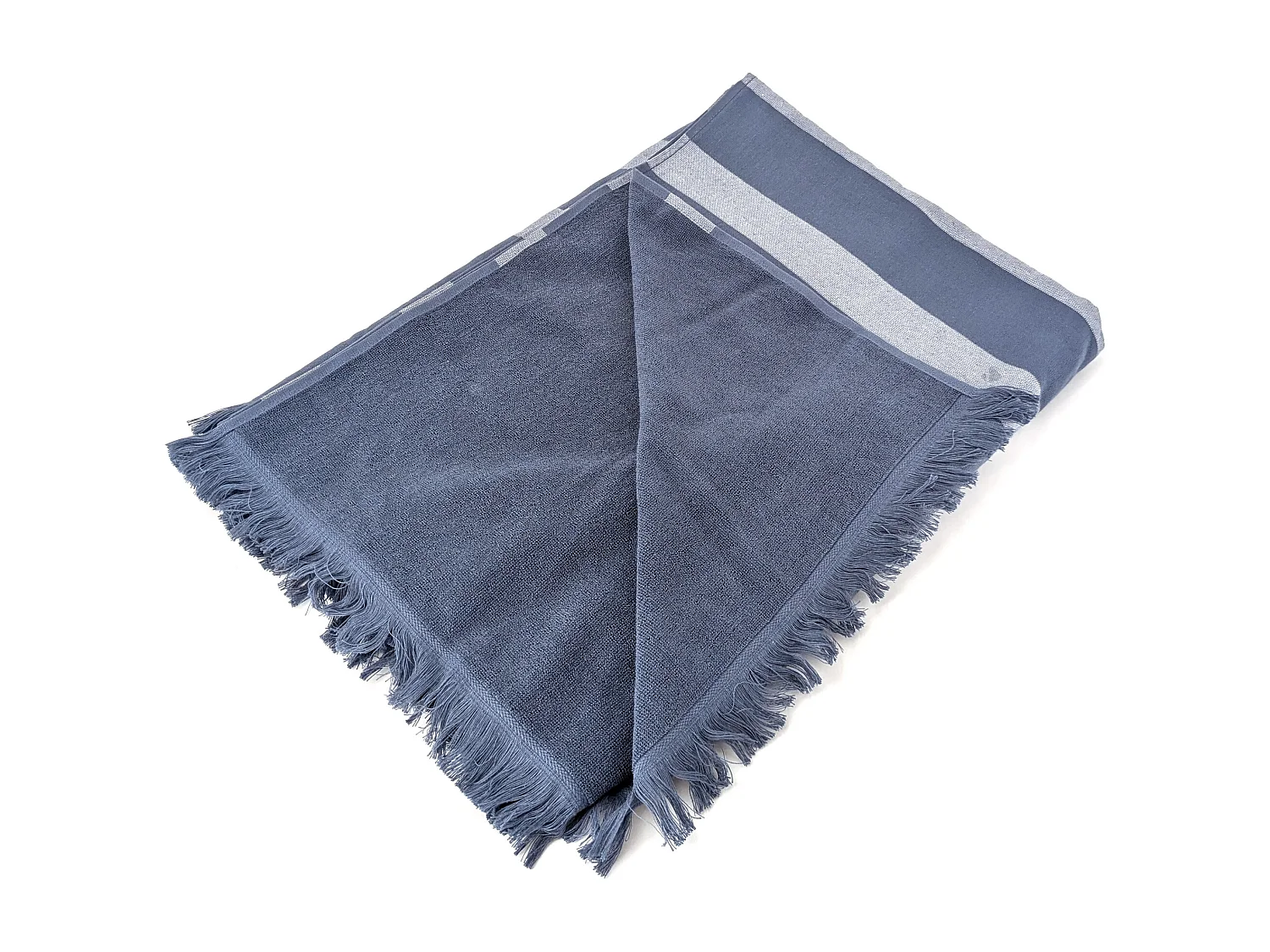 Drap de plage 100x180 cm pur coton collection CATANE rayures bleu marine