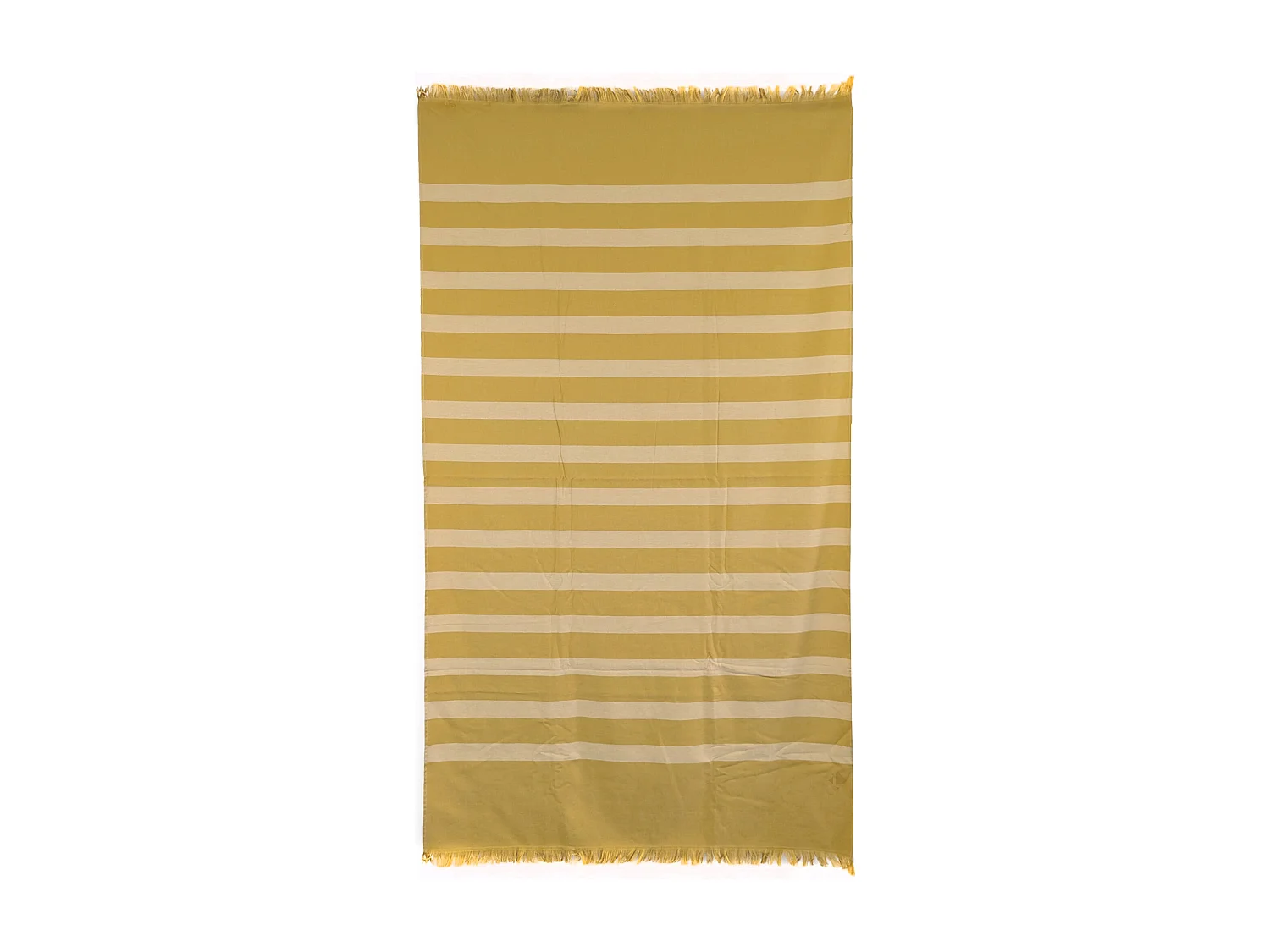 Drap de plage 100x180 cm pur coton collection CATANE rayures jaune moutarde