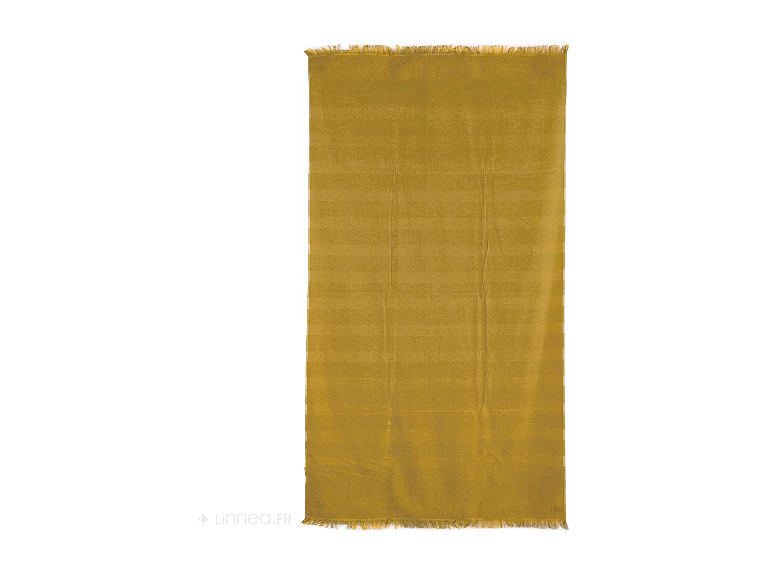Drap de plage 100x180 cm pur coton collection CATANE rayures jaune moutarde
