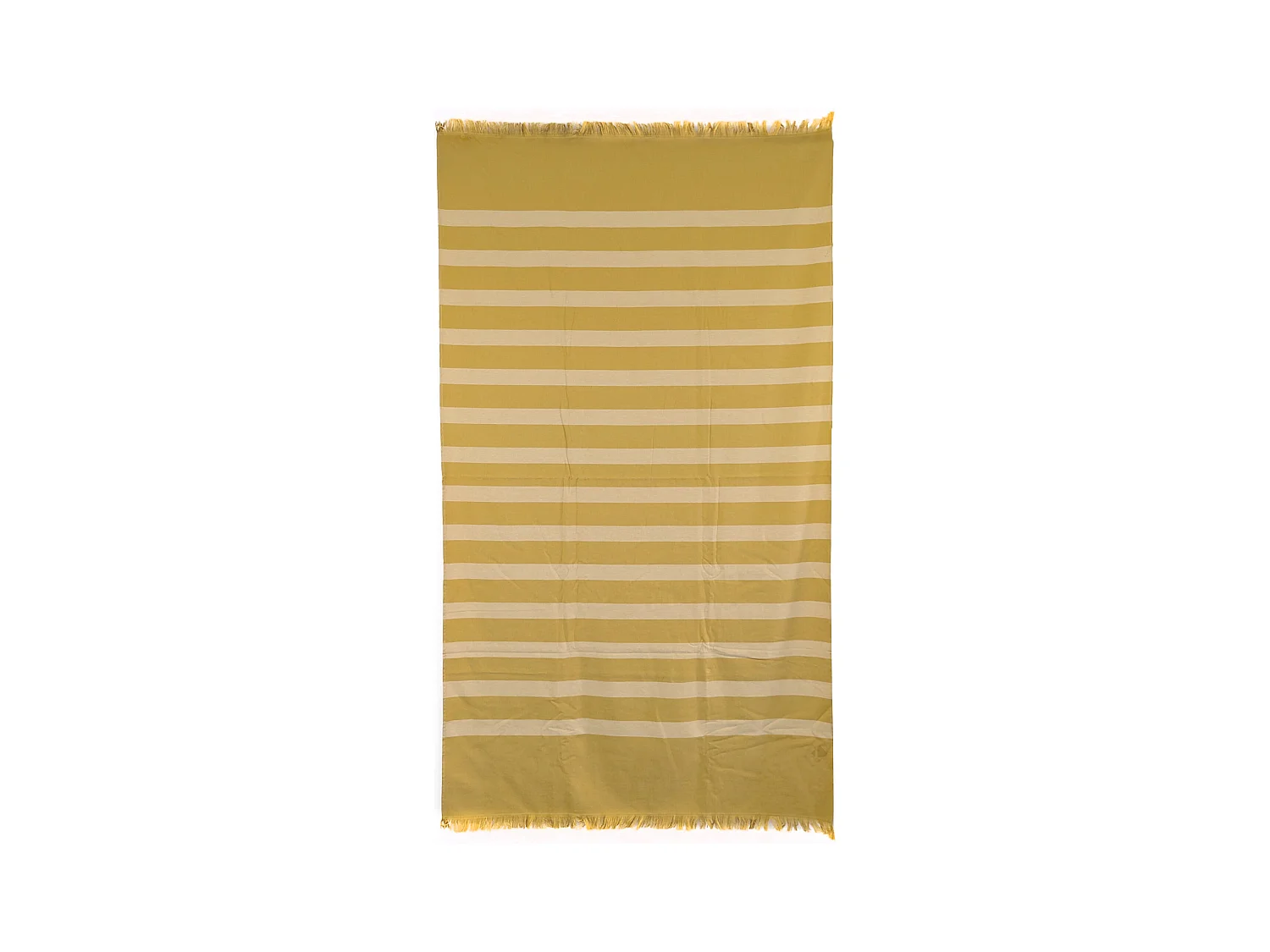 Drap de plage 100x180 cm pur coton collection CATANE rayures jaune moutarde