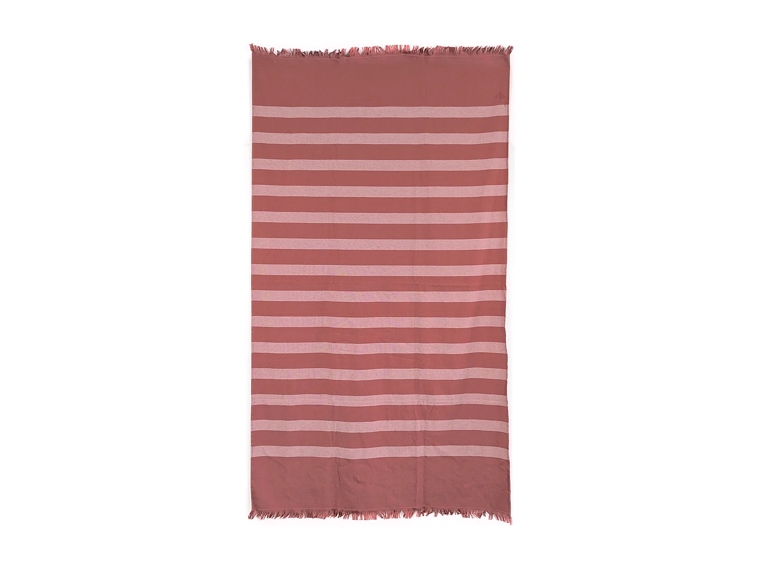 Drap de plage à franges 100x180 cm pur coton collection CATANE rayures rouge