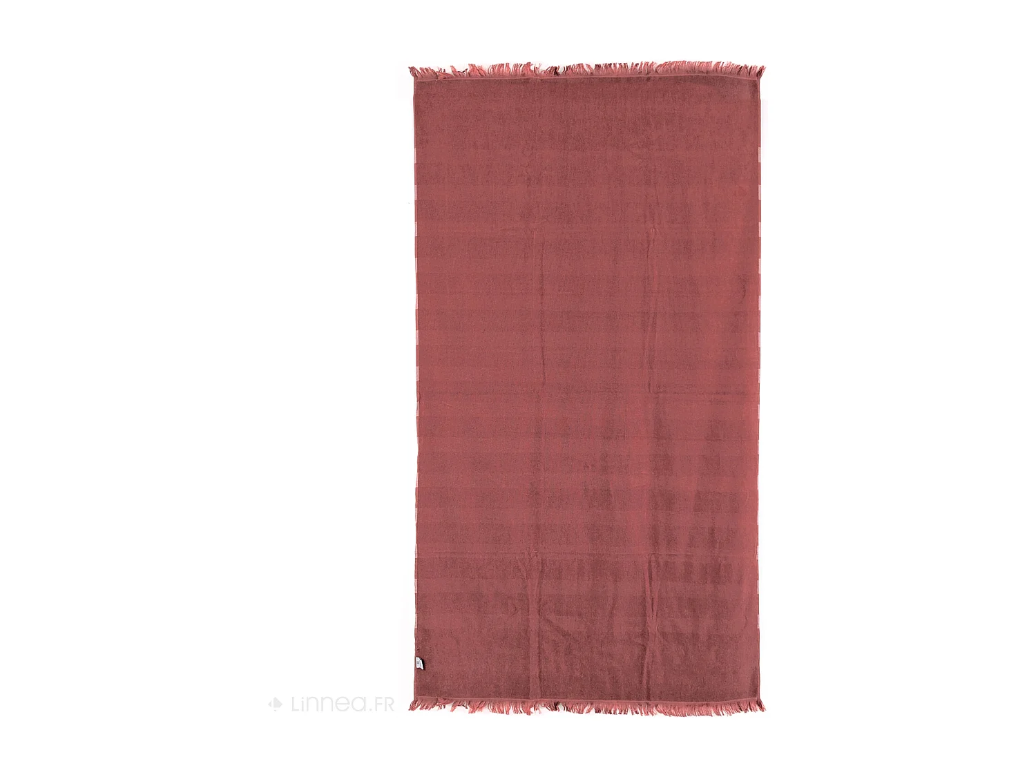 Drap de plage à franges 100x180 cm pur coton collection CATANE rayures rouge