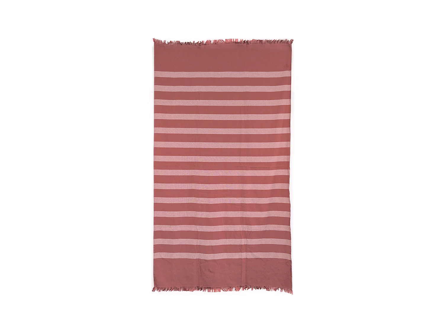 Drap de plage à franges 100x180 cm pur coton collection CATANE rayures rouge