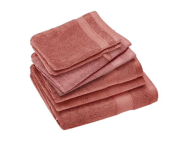 Parure de bain coton 550 g/m2 NAÏA par lot de 7 rose Pêche