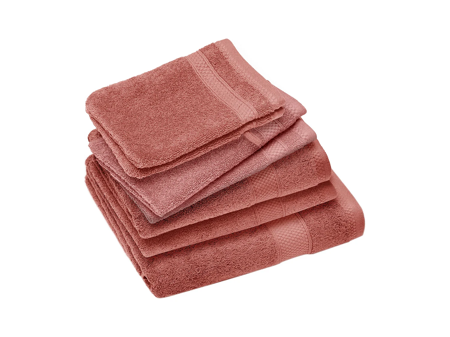 Parure de bain coton 550 g/m2 NAÏA par lot de 7 rose Pêche