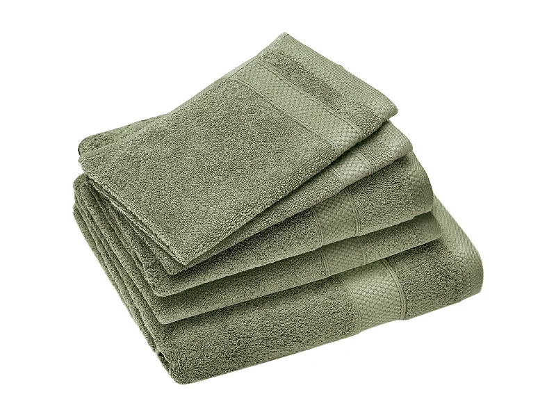 Parure de bain coton 550 g/m2 NAÏA par lot de 5 vert Olive