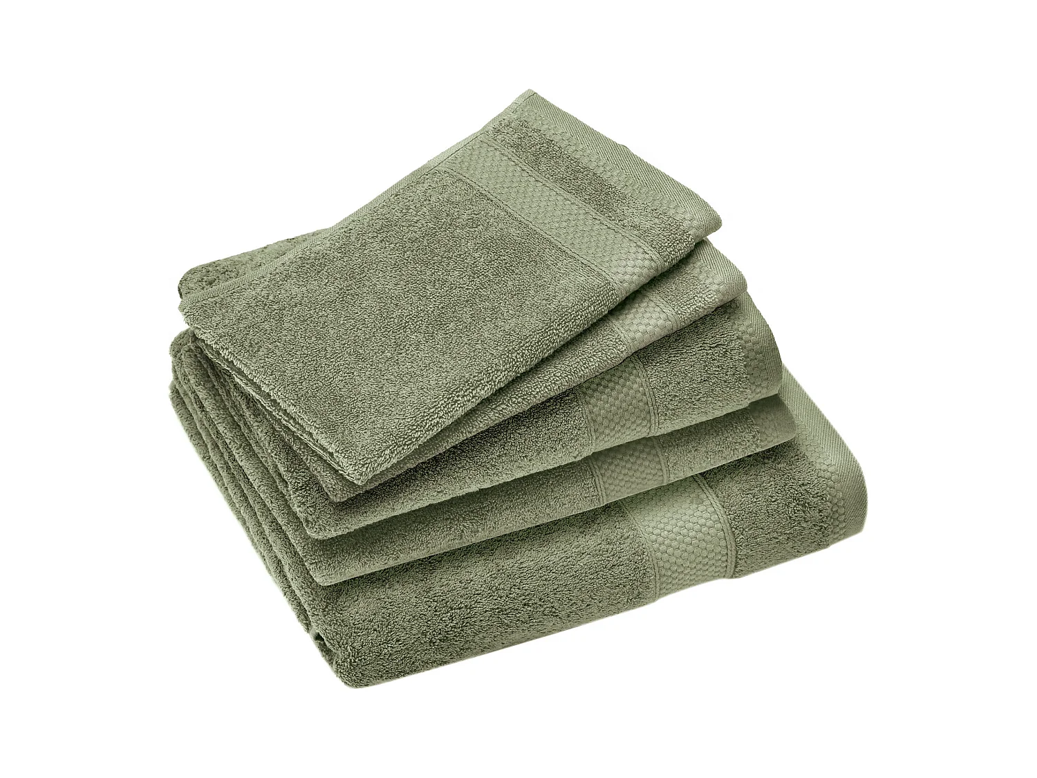 Parure de bain coton 550 g/m2 NAÏA par lot de 5 vert Olive