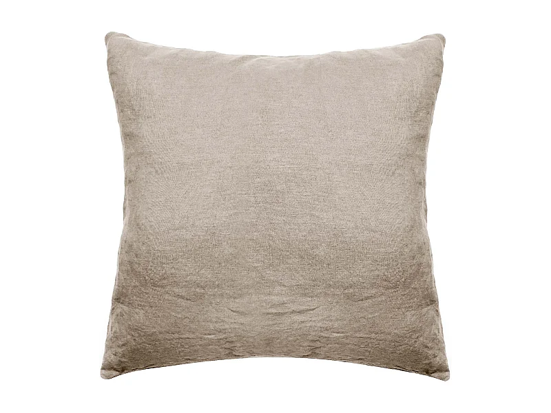 Taie d'oreiller uni 65X65 cm 100% lin lavé SONATE beige Chanvre