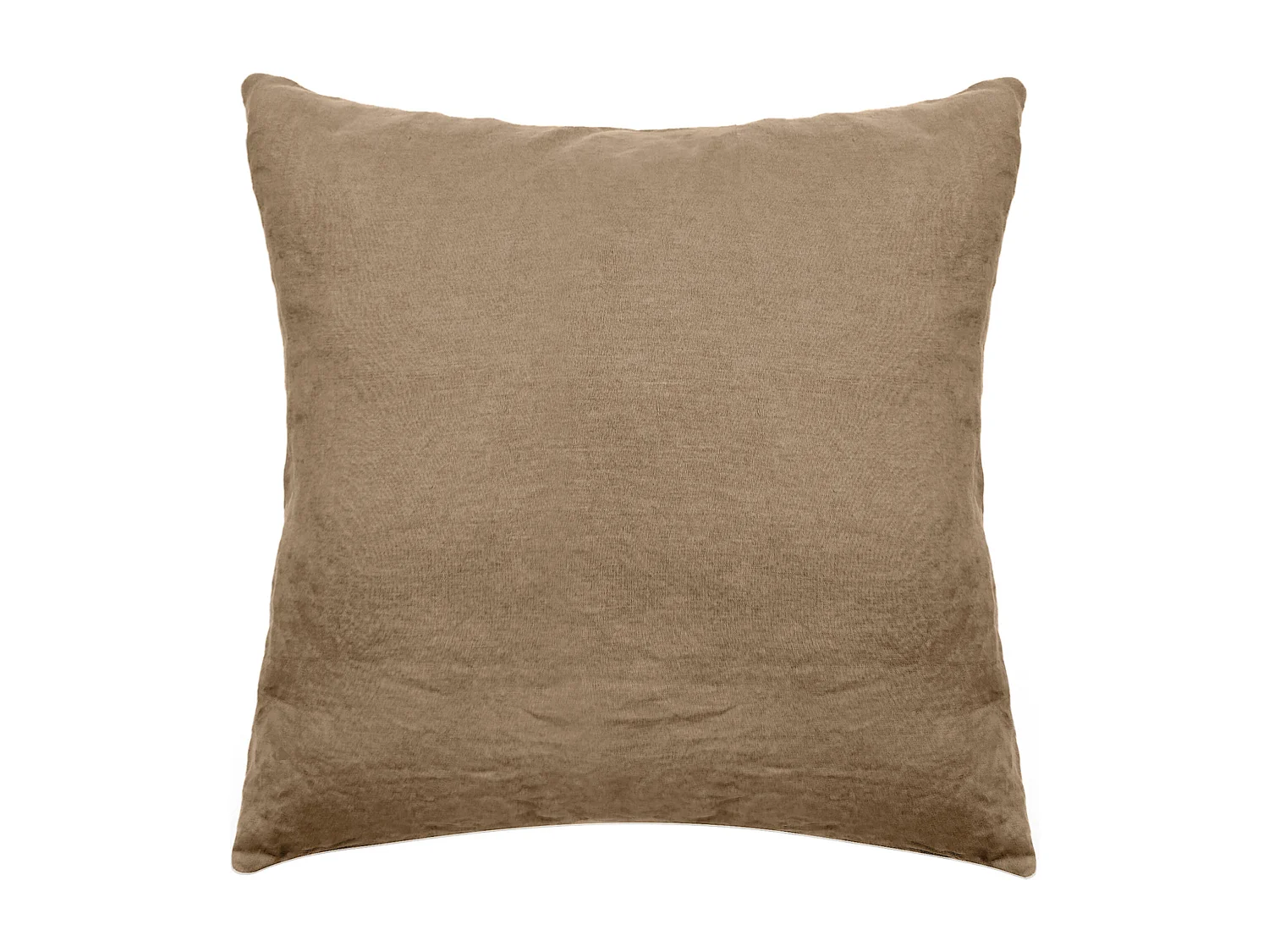 Taie d'oreiller 65x65 cm pur coton lavé PALACE marron cognac
