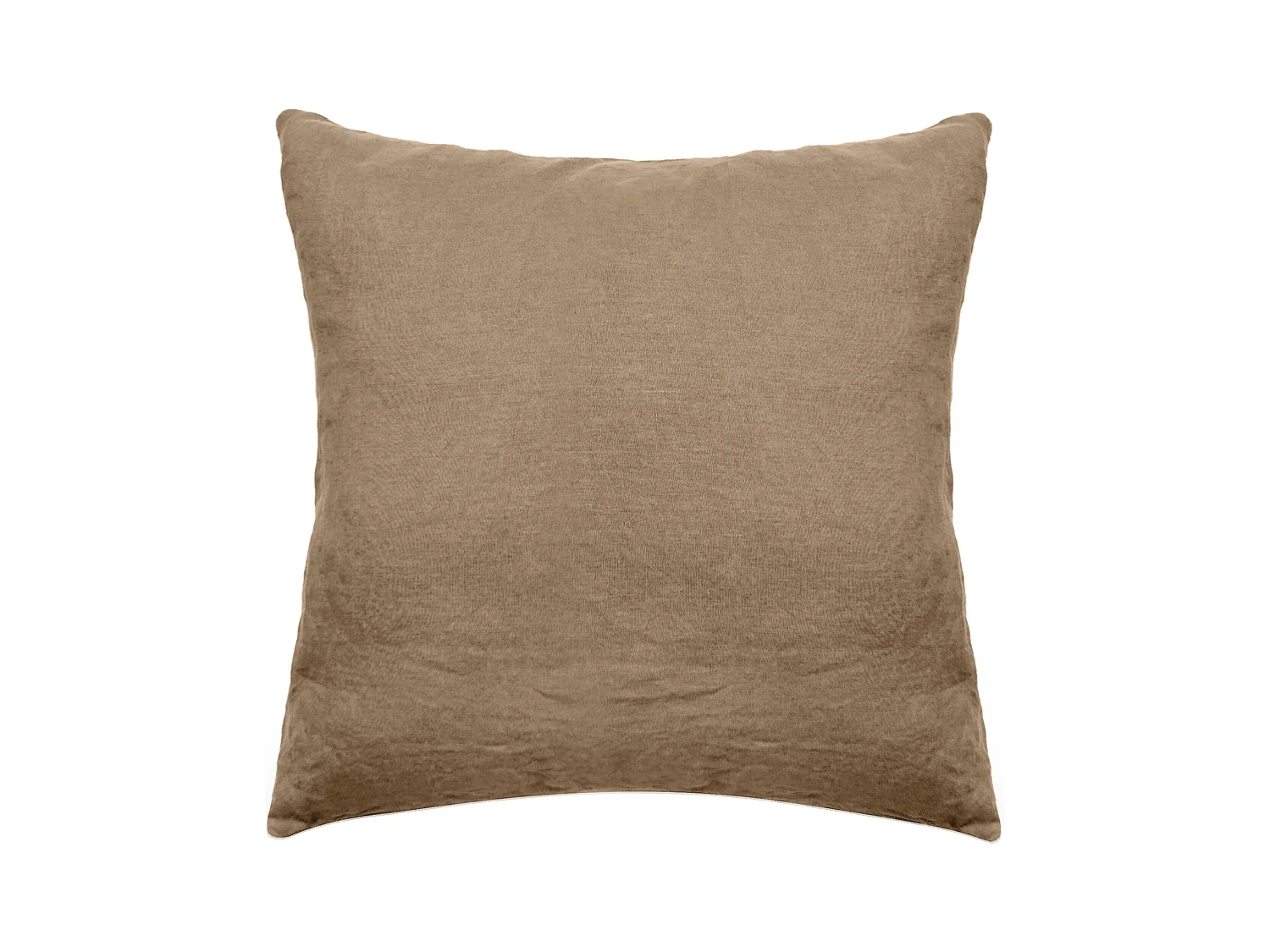 Taie d'oreiller 65x65 cm pur coton lavé PALACE marron cognac