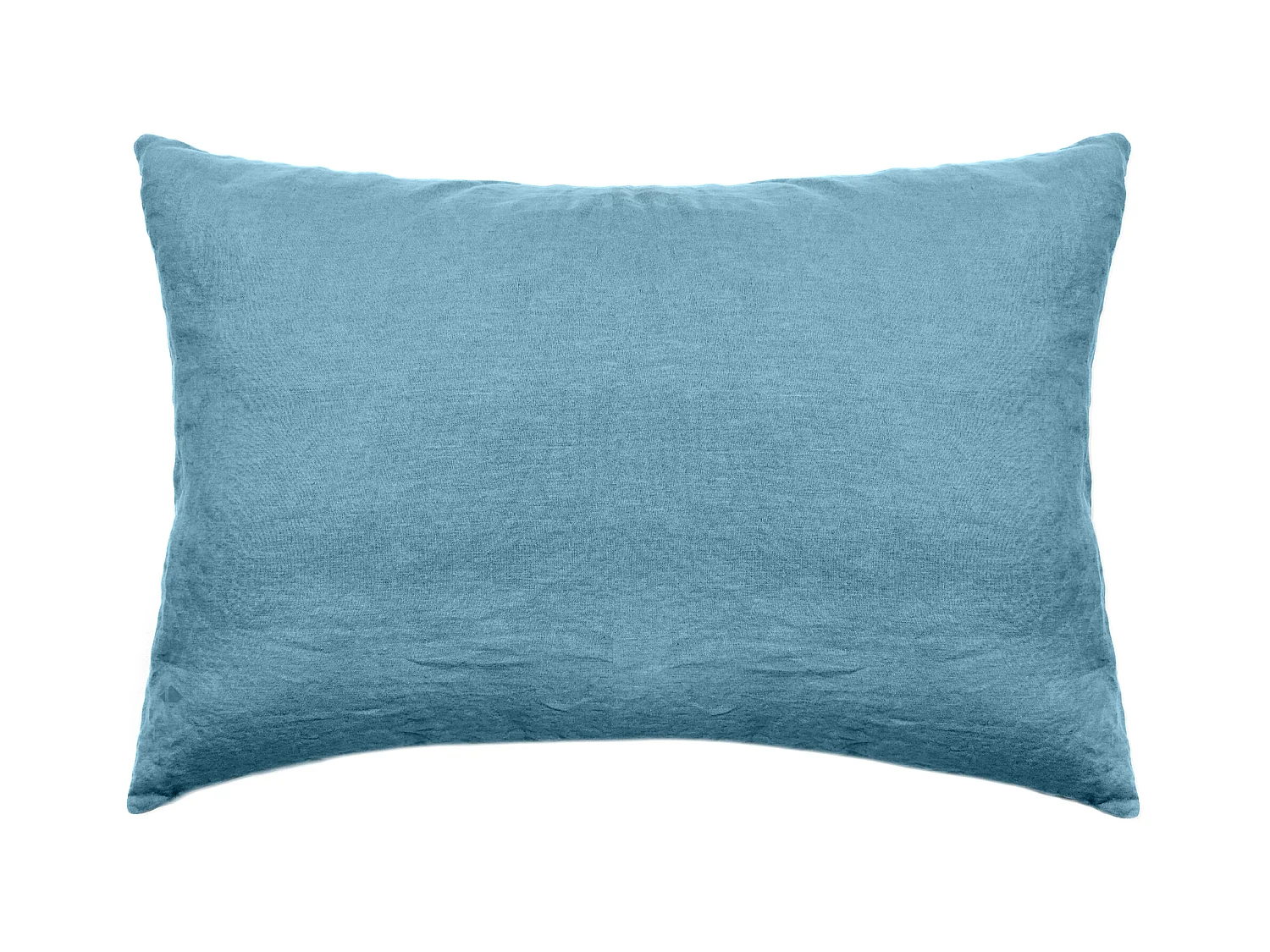 Taie d'oreiller uni 50x70 cm lin lavé froissé SONATE bleu Topaze