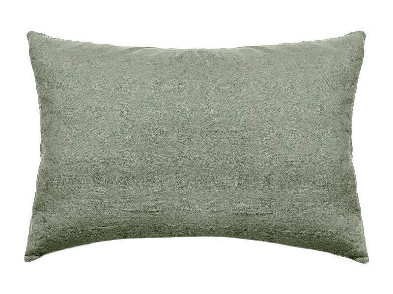 Taie d'oreiller 50x70 cm pur coton lavé PALACE vert sauge