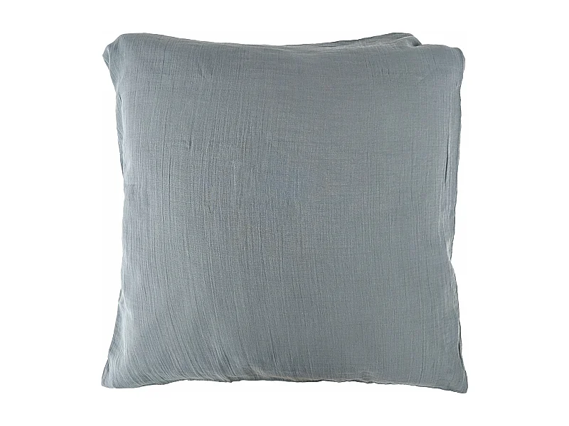 Taie d'oreiller 65x65 cm double gaze de coton CASSIS Bleu glacier