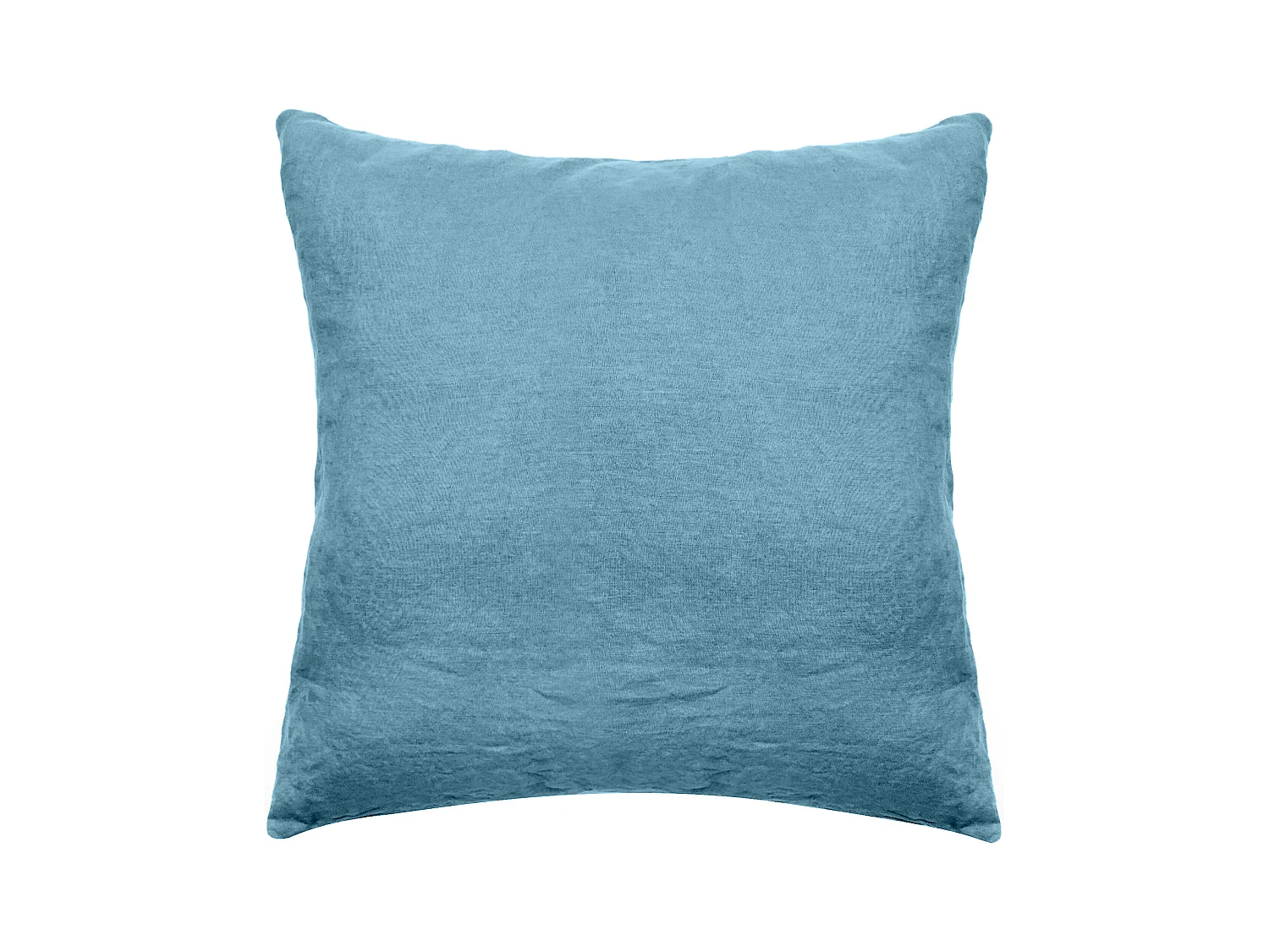 Taie d'oreiller uni 65X65 cm lin lavé froissé SONATE bleu Topaze