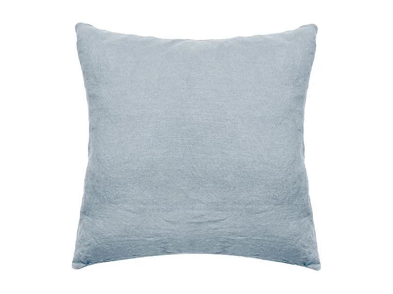 Taie d'oreiller uni 65X65 cm lin lavé froissé SONATE bleu Glacier