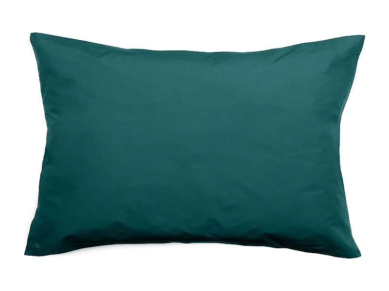 Taie d'oreiller volants plats 50x70 cm percale MANOIR vert Canard