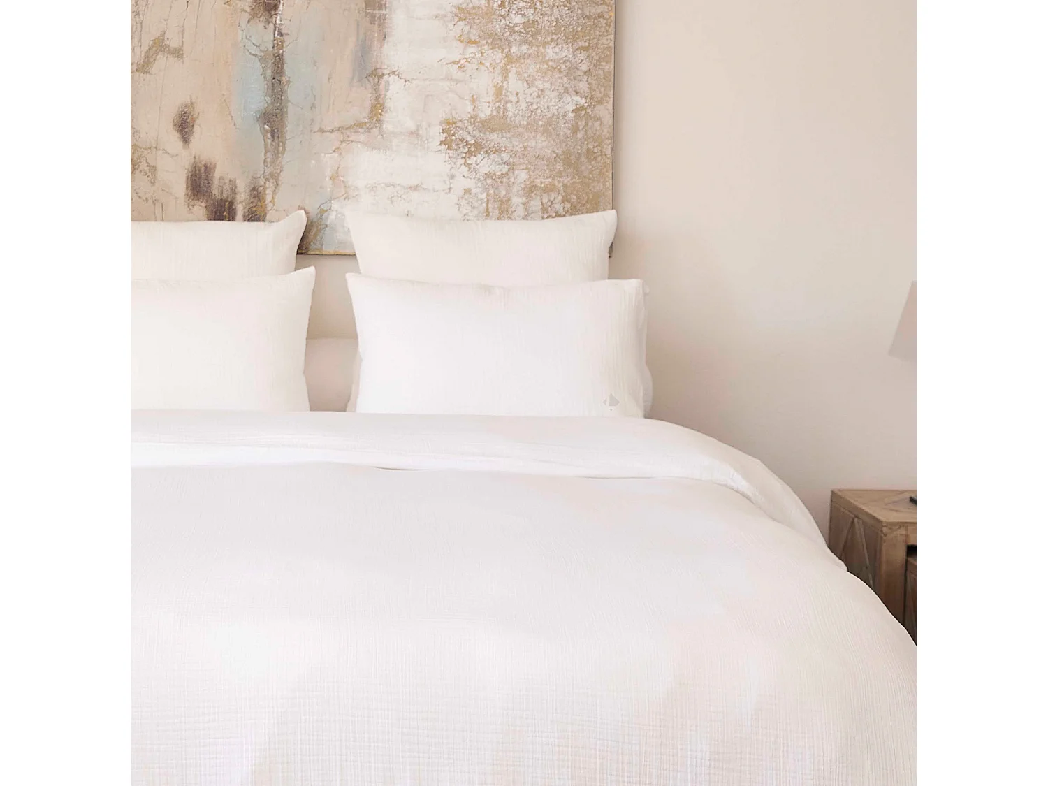 Taie d'oreiller 50x70 cm en double gaze de coton CASSIS Blanc