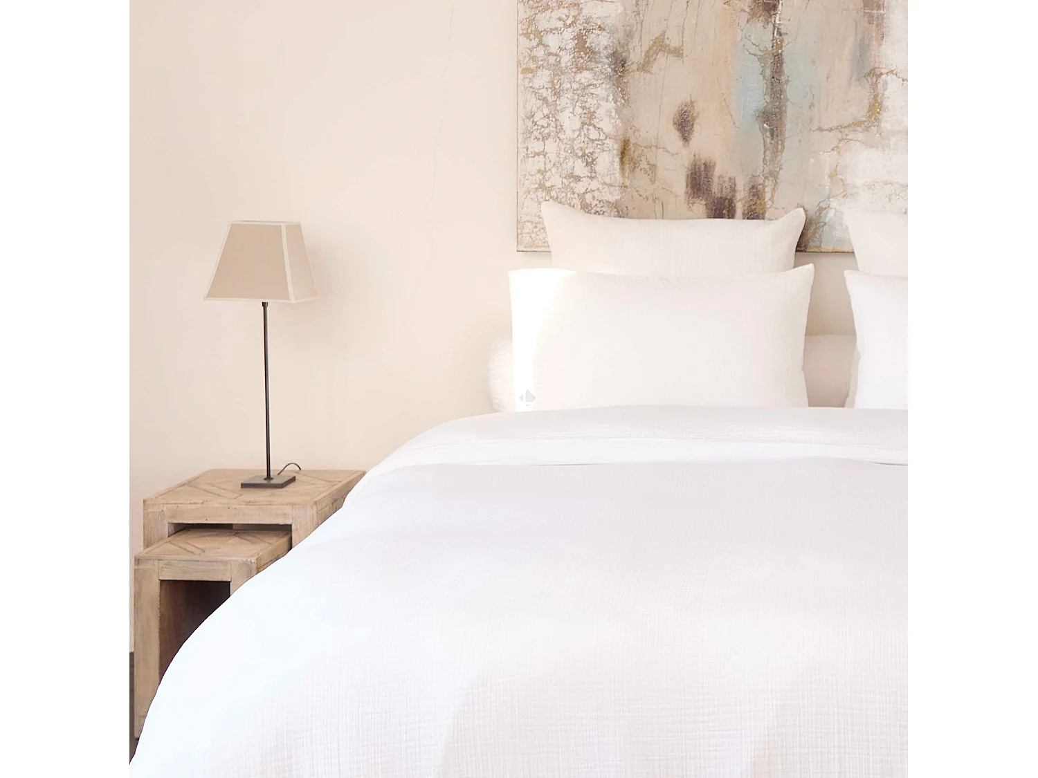 Taie d'oreiller 65x65 cm en double gaze de coton CASSIS Blanc