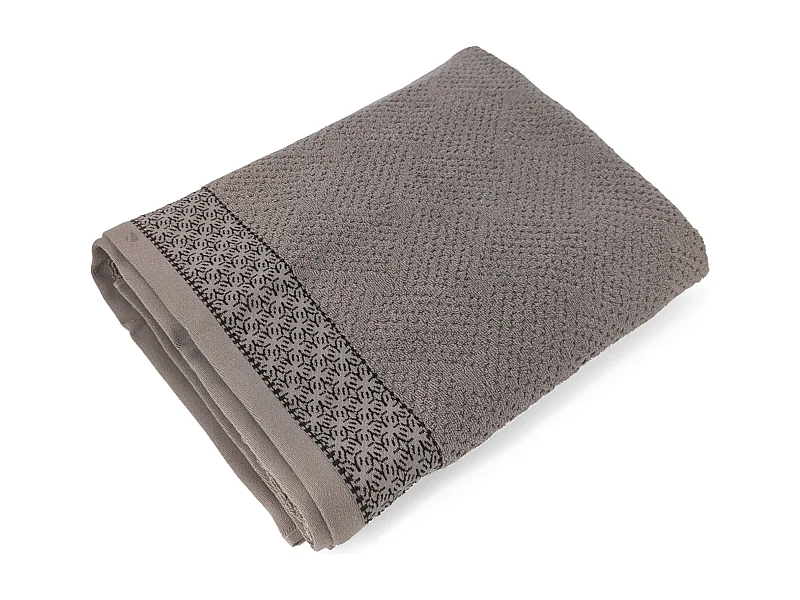 Drap de bain 100x150 cm pur coton collection OSAKA fleurs marron