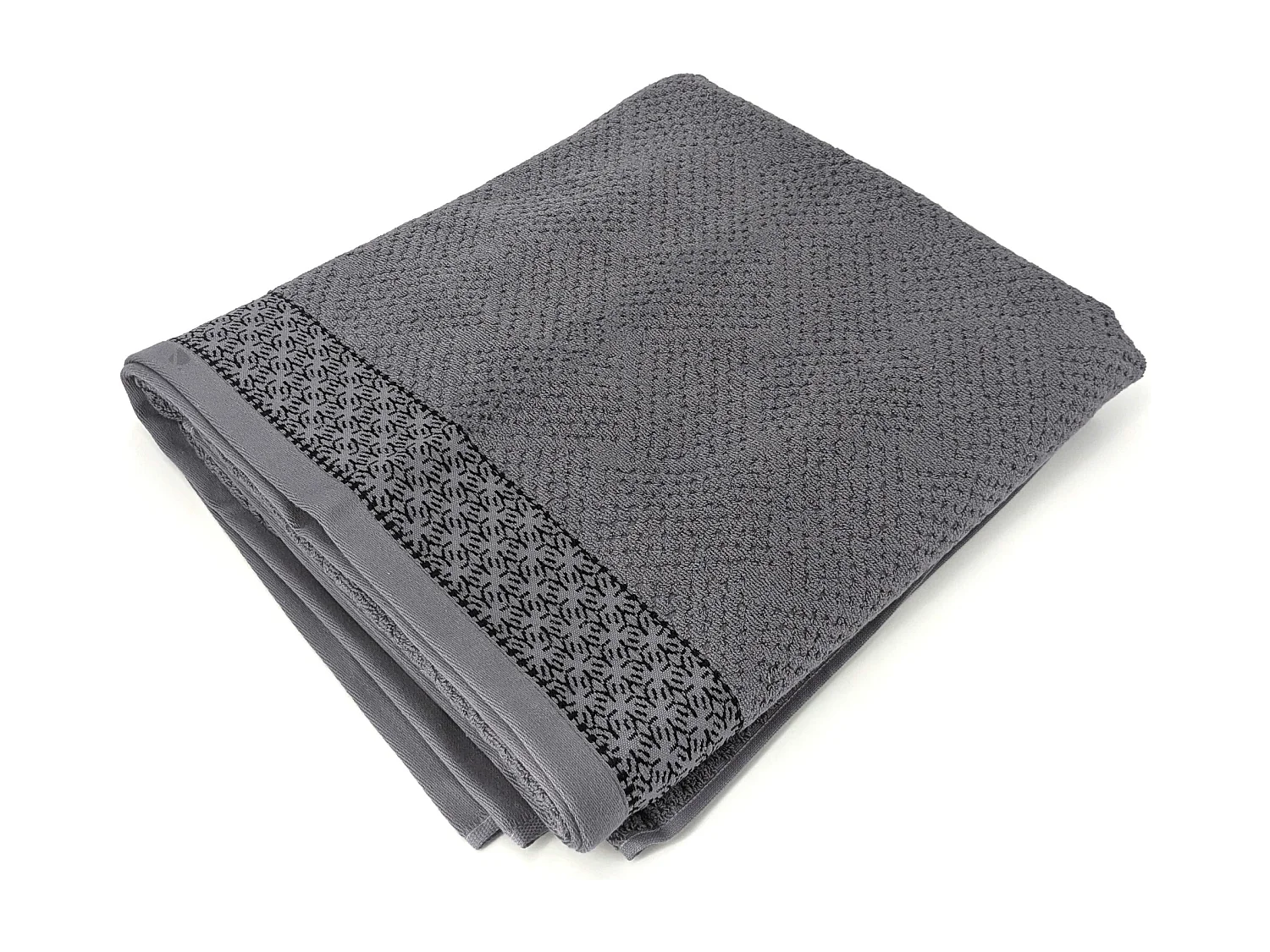 Drap de bain 100x150 cm pur coton collection OSAKA fleurs gris