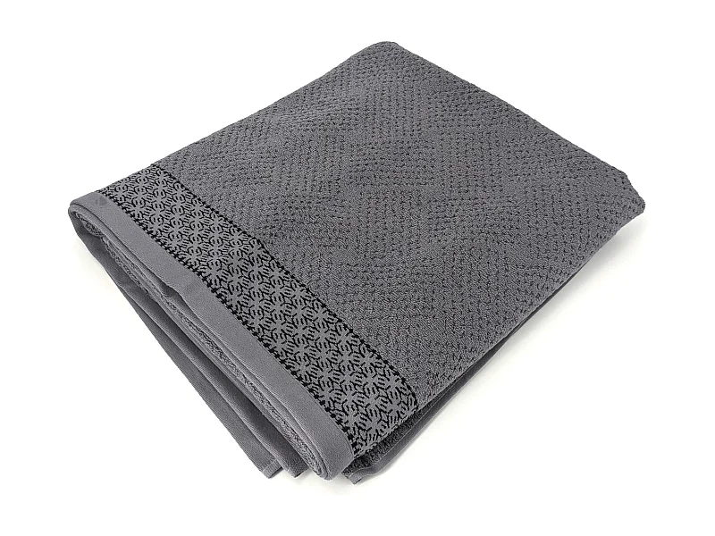 Drap de bain 100x150 cm pur coton collection OSAKA fleurs gris