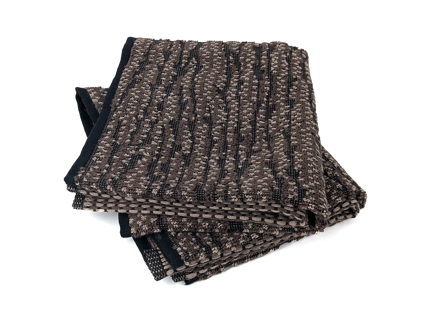 Lot de 2 serviettes invité 33x50 cm pur coton collection OSAKA feuillage marron