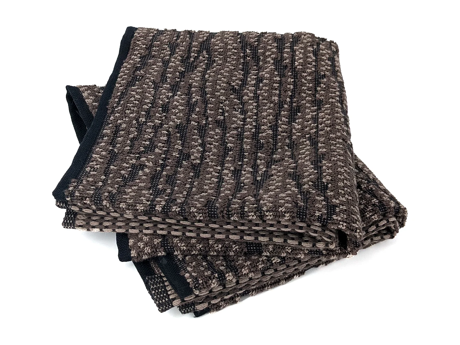 Lot de 2 serviettes invité 33x50 cm pur coton collection OSAKA feuillage marron