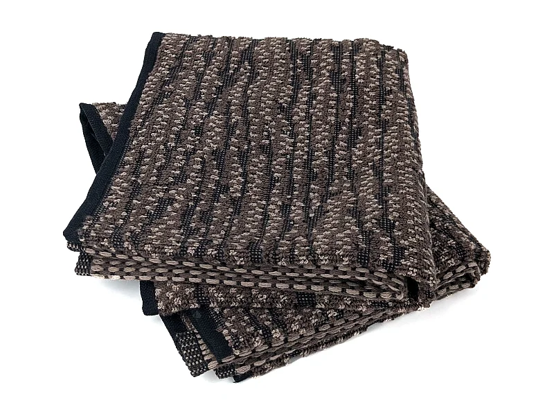 Lot de 2 serviettes invité 33x50 cm pur coton collection OSAKA feuillage marron