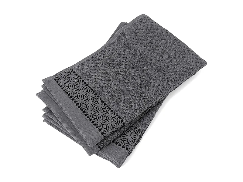 Lot de 2 serviettes invité 33x50 cm pur coton collection OSAKA fleurs gris