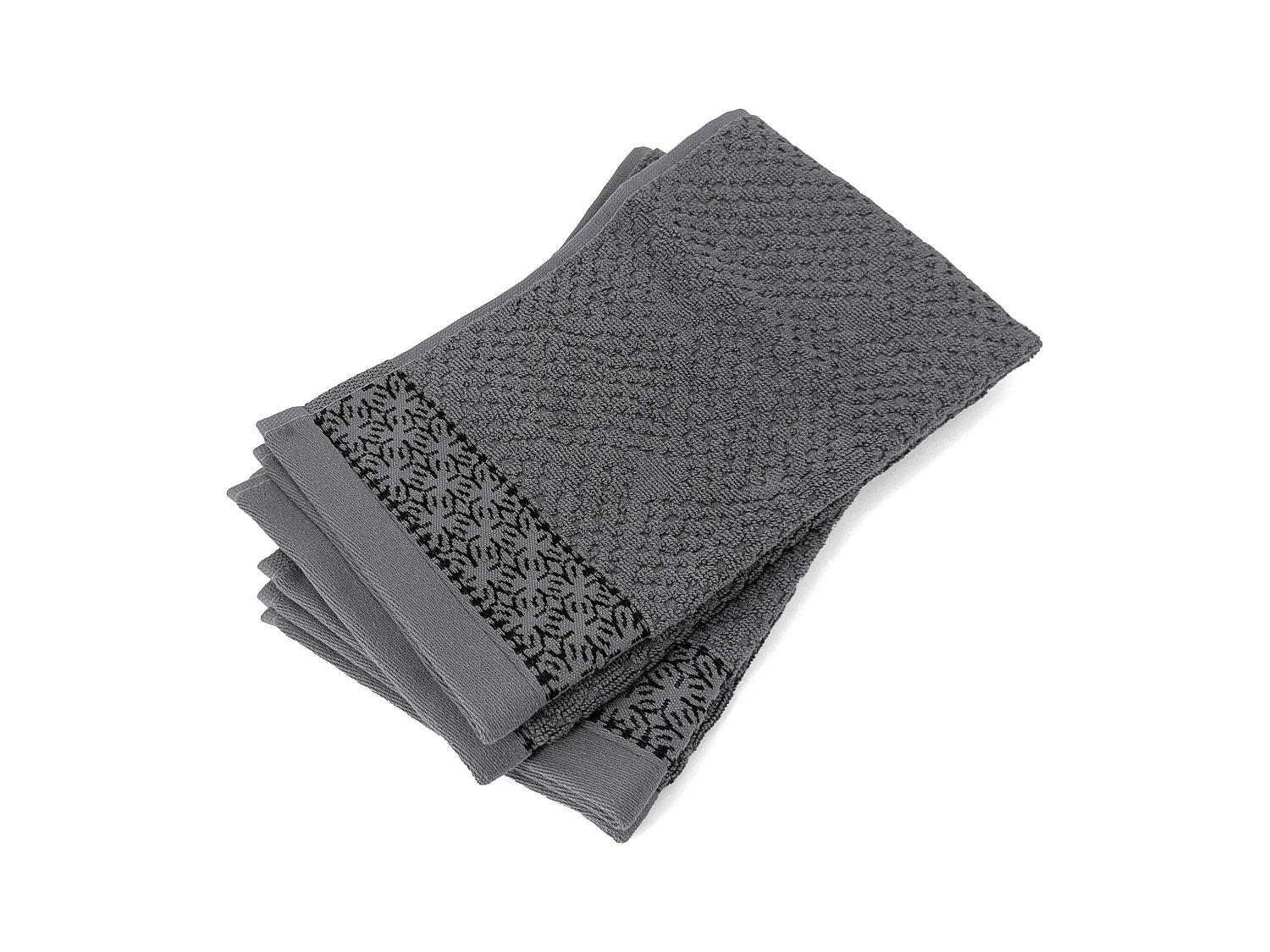 Lot de 2 serviettes invité 33x50 cm pur coton collection OSAKA fleurs gris